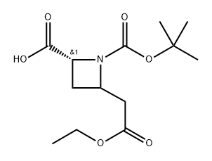 cis-4-Ethoxycarbonylmethyl-azetidine-1,2-dicarboxylic acid 1-tert-butyl ester Structure