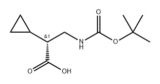 (R)-3-((tert-Butoxycarbonyl)amino)-2-cyclopropylpropanoic acid 구조식 이미지