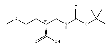 (R)-2-(((tert-Butoxycarbonyl)amino)methyl)-4-methoxybutanoic acid 구조식 이미지