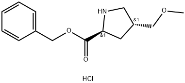 (4R)-4-(Methoxymethyl)-L-proline phenylmethyl ester hydrochloride (1:1) Structure