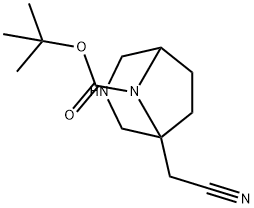 tert-Butyl 1-(cyanomethyl)-3,8-diazabicyclo[3.2.1]octane-8-carboxylate 구조식 이미지