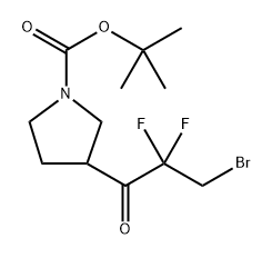 tert-Butyl 3-(3-bromo-2,2-difluoropropanoyl)pyrrolidine-1-carboxylate 구조식 이미지