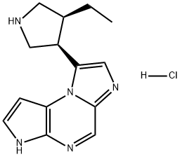 3H-Imidazo[1,2-a]pyrrolo[2,3-e]pyrazine, 8-[(3R,4S)-4-ethyl-3-pyrrolidinyl]-, hydrochloride (1:1) Structure