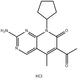 Pyrido[2,3-d]pyrimidin-7(8H)-one, 6-acetyl-2-amino-8-cyclopentyl-5-methyl-, hydrochloride (1:1) Structure