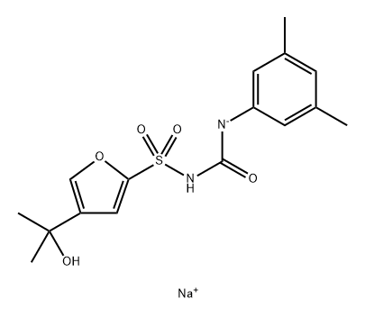 2-Furansulfonamide, N-[[(3,5-dimethylphenyl)amino]carbonyl]-4-(1-hydroxy-1-methylethyl)-, sodium salt, ion(1-) (1:1) Structure