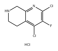 1,7-Naphthyridine, 2,4-dichloro-3-fluoro-5,6,7,8-tetrahydro-, hydrochloride (1:1) Structure