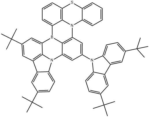 10,13-di-tert-butyl-17-(3,6-di-tert-butyl-9H-carbazol-9-yl)-5-thia-15b,18b-diaza-8b-borabenzo[j]fluoreno[1,9-ab]perylene Structure