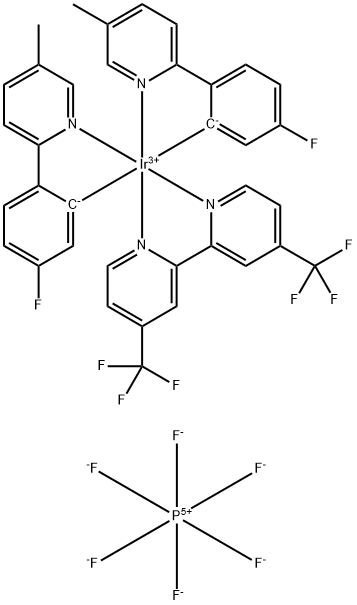 4,4'-Bis-trifluoromethyl]bis[(5-fluoro-2-(5-methyl-2-pyridinyl)phenyl]iridium(III) hexafluorophosphate 구조식 이미지