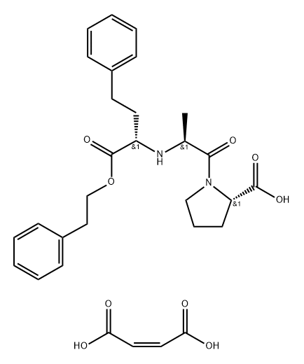 L-Proline, N-[(1S)-3-phenyl-1-[(2-phenylethoxy)carbonyl]propyl]-L-alanyl-, (2Z)-2-butenedioate (1:1) Structure