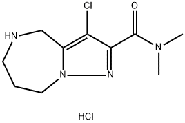 4H-Pyrazolo[1,5-a][1,4]diazepine-2-carboxamide, 3-chloro-5,6,7,8-tetrahydro-N,N-dimethyl-, hydrochloride (1:1) 구조식 이미지