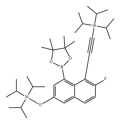 1,3,2-Dioxaborolane, 2-[7-fluoro-8-[2-[tris(1-methylethyl)sily/]ethynyI]-3-[[tris(1-methylethyl)silyI]oxy]-1-naphthalenyI]-4,4,5,5-tetramethyl- Structure