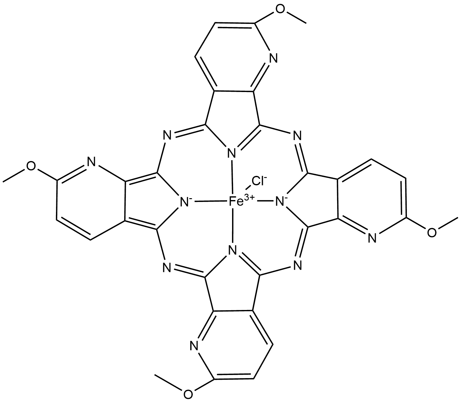 Iron, chloro[2,9,16,23-tetramethoxy-29H,31H-tetrapyrido[2,3-b:2′,3′-g:2′′,3′′-l:2′′′,3′′′-q]porphyrazinato(2-)-κN29,κN30,κN31,κN32]-, (SP-5-12)- (ACI) Structure