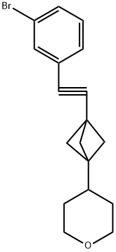 4-(3-((3-bromophenyl)ethynyl)bicyclo[1.1.1]pentan-1-yl)tetrahydro-2H-pyran Structure