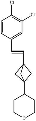 4-(3-((3,4-dichlorophenyl)ethynyl)bicyclo[1.1.1]pentan-1-yl)tetrahydro-2H-pyran Structure