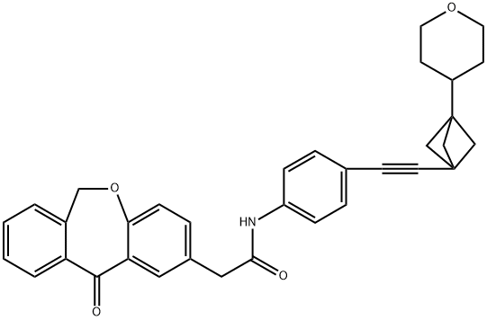 2-(11-oxo-6,11-dihydrodibenzo[b,e]oxepin-2-yl)-N-(4-((3-(tetrahydro-2H-pyran-4-yl)bicyclo[1.1.1]pentan-1-yl)ethynyl)phenyl)acetamide Structure