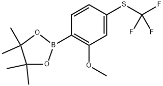 2-(2-Methoxy-4-((trifluoromethyl)thio)phenyl)-4,4,5,5-tetramethyl-1,3,2-dioxaborolane Structure