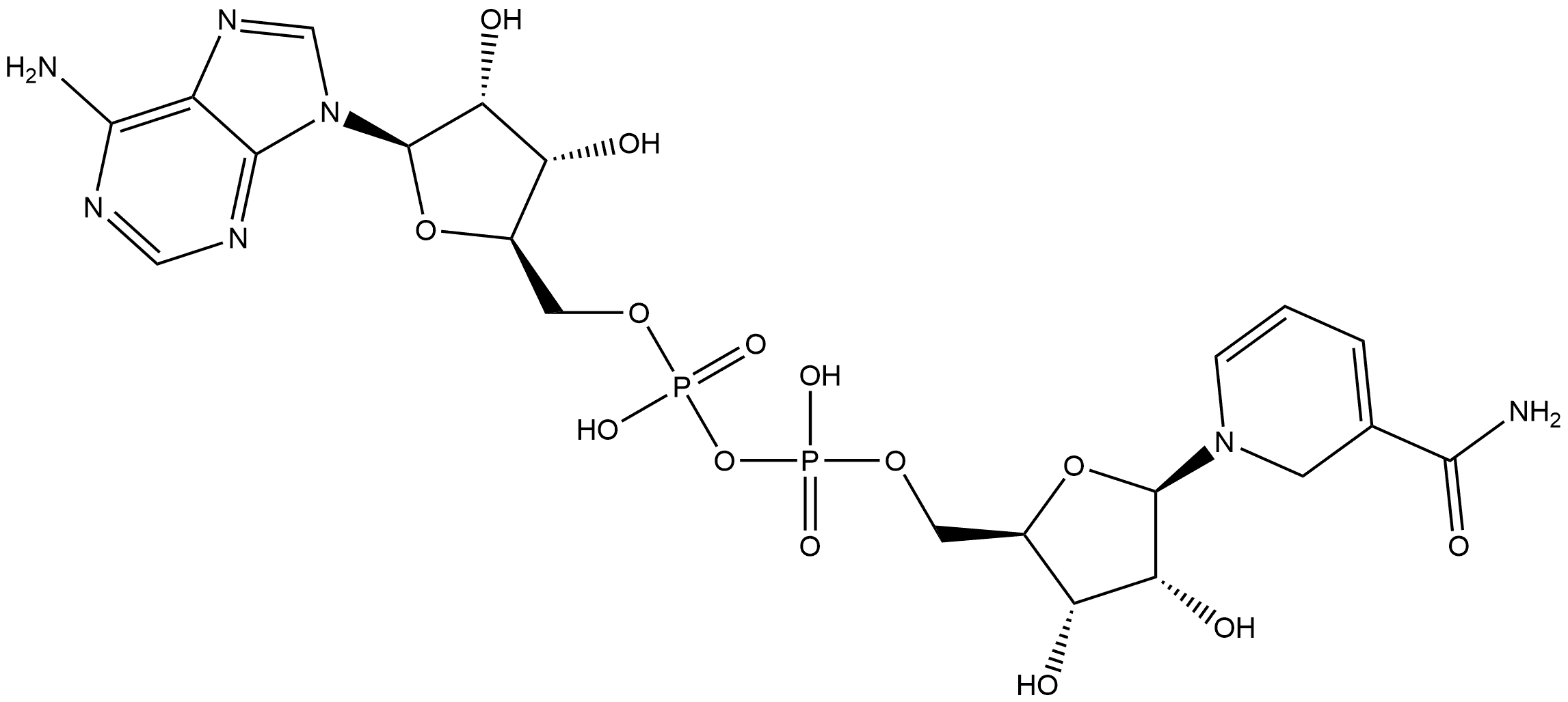 Adenosine 5'-(trihydrogen diphosphate), P'→5'-ester with 1,2-dihydro-1-β-D-ribofuranosyl-3-pyridinecarboxamide Structure