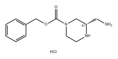 1-Piperazinecarboxylic acid, 3-(aminomethyl)-, phenylmethyl ester, hydrochloride (1:1), (3S)- Structure