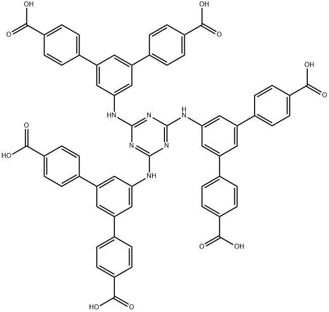 5',5'''',5'''''''-((1,3,5-triazine-2,4,6-triyl)tris(azanediyl))tris(([1,1':3',1''-terphe-nyl]-4,4''-dicarboxylic acid)) 구조식 이미지
