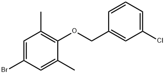 Benzene, 5-bromo-2-[(3-chlorophenyl)methoxy]-1,3-dimethyl- 구조식 이미지