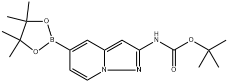 tert-Butyl (5-(4,4,5,5-tetramethyl-1,3,2-dioxaborolan-2-yl)pyrazolo[1,5-a]pyridin-2-yl)carbamate Structure