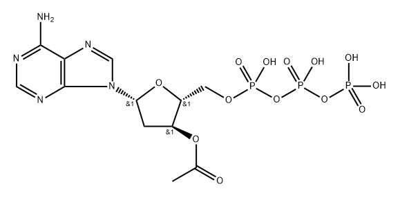 Adenosine 5'-(tetrahydrogen triphosphate), 2'-deoxy-, 3'-acetate (9CI) Structure