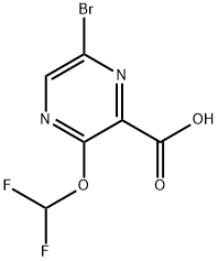 6-Bromo-3-(difluoromethoxy)pyrazine-2-carboxylic acid Structure