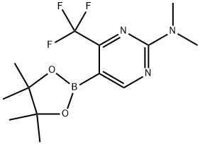 N,N-Dimethyl-5-(4,4,5,5-tetramethyl-1,3,2-dioxaborolan-2-yl)-4-(trifluoromethyl)pyrimidin-2-amine Structure