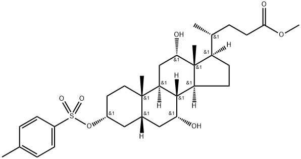 Cholan-24-oic acid, 7,12-dihydroxy-3-[[(4-methylphenyl)sulfonyl]oxy]-, methyl ester, (3α,5β,7α,12α)- 구조식 이미지