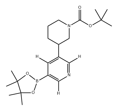 tert-butyl 3-(5-(4,4,5,5-tetramethyl-1,3,2-dioxaborolan-2-yl)pyridin-3-yl-2,4,6-d3)piperidine-1-carboxylate 구조식 이미지