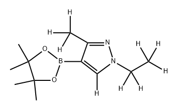 1-(ethyl-d5)-3-(methyl-d3)-4-(4,4,5,5-tetramethyl-1,3,2-dioxaborolan-2-yl)-1H-pyrazole-5-d 구조식 이미지