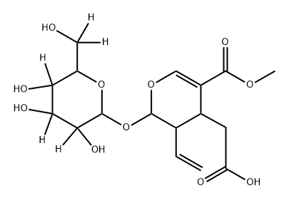 2-(5-(methoxycarbonyl)-2-((3,4,5-trihydroxy-6-(hydroxymethyl-d2)tetrahydro-2H-pyran-2-yl-3,4,5-d3)oxy)-3-vinyl-3,4-dihydro-2H-pyran-4-yl)acetic acid Structure