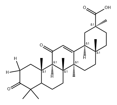 (2S,4aS,6aS,6bR,12aS,12bR,14bS)-2,4a,6a,6b,9,9,12a-heptamethyl-10,13-dioxo-1,2,3,4,4a,5,6,6a,6b,7,8,8a,9,10,11,12,12a,12b,13,14b-icosahydropicene-2-carboxylic-11,11-d2 acid Structure