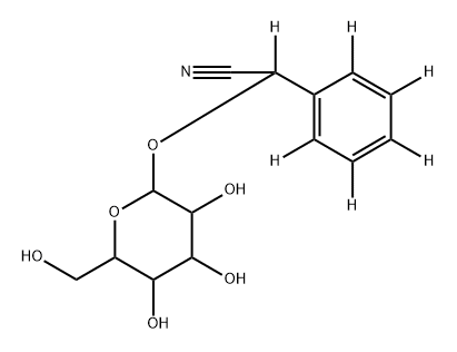 2-(phenyl-d5)-2-((3,4,5-trihydroxy-6-(hydroxymethyl)tetrahydro-2H-pyran-2-yl)oxy)acetonitrile-d 구조식 이미지