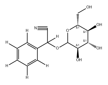 2-(phenyl-d5)-2-(((3R,4S,5S,6R)-3,4,5-trihydroxy-6-(hydroxymethyl)tetrahydro-2H-pyran-2-yl)oxy)acetonitrile-d Structure