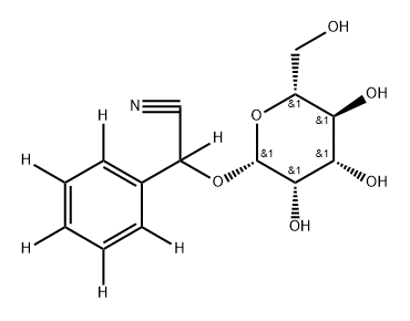 2-(phenyl-d5)-2-(((2R,3S,4S,5S,6R)-3,4,5-trihydroxy-6-(hydroxymethyl)tetrahydro-2H-pyran-2-yl)oxy)acetonitrile-d Structure