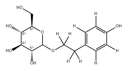 (2R,3S,4S,5R)-2-(hydroxymethyl)-6-(2-(4-hydroxyphenyl-2,3,5,6-d4)ethoxy-1,1,2,2-d4)tetrahydro-2H-pyran-3,4,5-triol 구조식 이미지