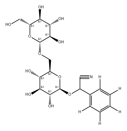 2-(phenyl-d5)-2-(((2R,3R,4S,5S,6R)-3,4,5-trihydroxy-6-((((2R,3R,4S,5S,6R)-3,4,5-trihydroxy-6-(hydroxymethyl)tetrahydro-2H-pyran-2-yl)oxy)methyl)tetrahydro-2H-pyran-2-yl)oxy)acetonitrile Structure