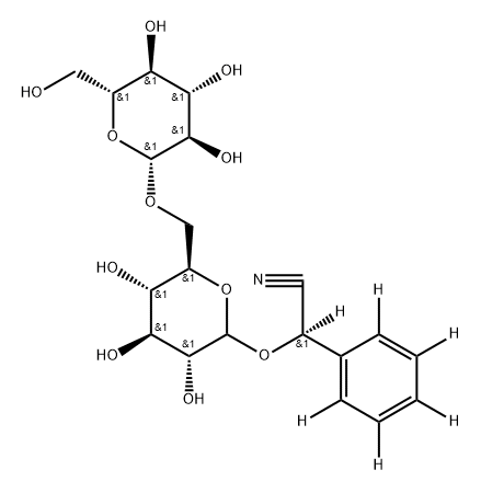 2-(phenyl-d5)-2-(((3R,4S,5S,6R)-3,4,5-trihydroxy-6-((((2R,3R,4S,5S,6R)-3,4,5-trihydroxy-6-(hydroxymethyl)tetrahydro-2H-pyran-2-yl)oxy)methyl)tetrahydro-2H-pyran-2-yl)oxy)acetonitrile-d Structure