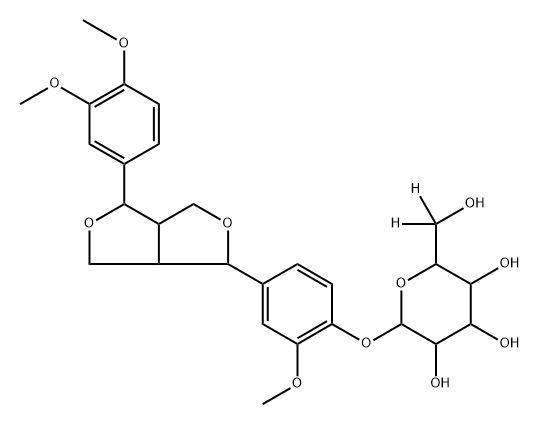 2-(4-(4-(3,4-dimethoxyphenyl)tetrahydro-1H,3H-furo[3,4-c]furan-1-yl)-2-methoxyphenoxy)-6-(hydroxymethyl-d2)tetrahydro-2H-pyran-3,4,5-triol Structure