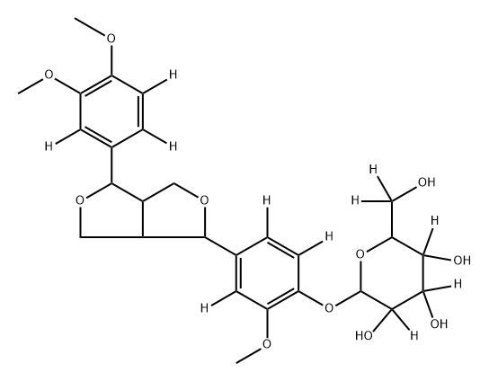 2-(4-(4-(3,4-dimethoxyphenyl-2,5,6-d3)tetrahydro-1H,3H-furo[3,4-c]furan-1-yl)-2-methoxyphenoxy-3,5,6-d3)-6-(hydroxymethyl-d2)tetrahydro-2H-pyran-3,4,5-d3-3,4,5-triol Structure