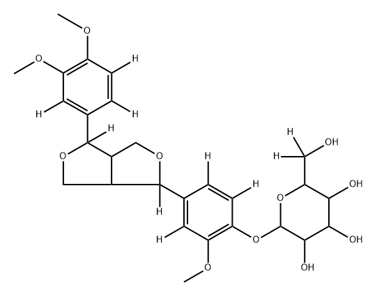 2-(4-(4-(3,4-dimethoxyphenyl-2,5,6-d3)tetrahydro-1H,3H-furo[3,4-c]furan-1-yl-1,4-d2)-2-methoxyphenoxy-3,5,6-d3)-6-(hydroxymethyl-d2)tetrahydro-2H-pyran-3,4,5-triol Structure