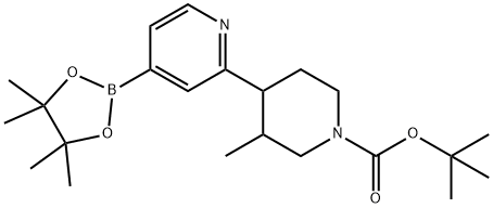 tert-butyl 3-methyl-4-(4-(4,4,5,5-tetramethyl-1,3,2-dioxaborolan-2-yl)pyridin-2-yl)piperidine-1-carboxylate Structure