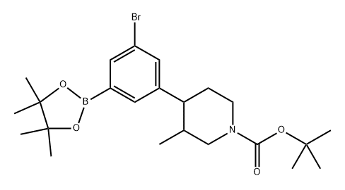 tert-butyl 4-(3-bromo-5-(4,4,5,5-tetramethyl-1,3,2-dioxaborolan-2-yl)phenyl)-3-methylpiperidine-1-carboxylate Structure