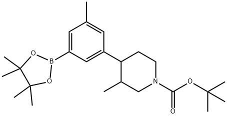 tert-butyl 3-methyl-4-(3-methyl-5-(4,4,5,5-tetramethyl-1,3,2-dioxaborolan-2-yl)phenyl)piperidine-1-carboxylate Structure