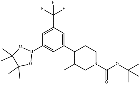 tert-butyl 3-methyl-4-(3-(4,4,5,5-tetramethyl-1,3,2-dioxaborolan-2-yl)-5-(trifluoromethyl)phenyl)piperidine-1-carboxylate Structure