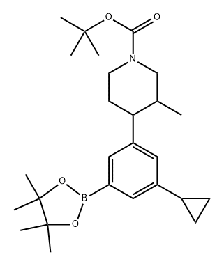 tert-butyl 4-(3-cyclopropyl-5-(4,4,5,5-tetramethyl-1,3,2-dioxaborolan-2-yl)phenyl)-3-methylpiperidine-1-carboxylate Structure