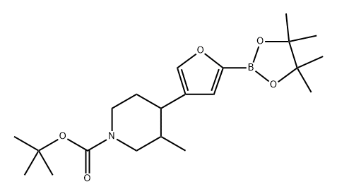 tert-butyl 3-methyl-4-(5-(4,4,5,5-tetramethyl-1,3,2-dioxaborolan-2-yl)furan-3-yl)piperidine-1-carboxylate 구조식 이미지