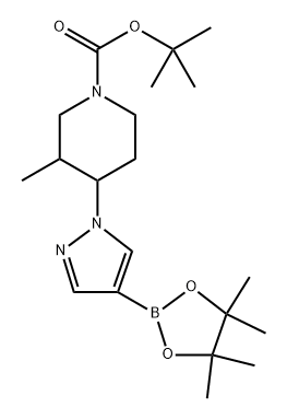 tert-butyl 3-methyl-4-(4-(4,4,5,5-tetramethyl-1,3,2-dioxaborolan-2-yl)-1H-pyrazol-1-yl)piperidine-1-carboxylate 구조식 이미지