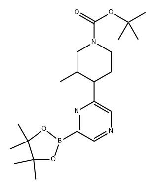 tert-butyl 3-methyl-4-(6-(4,4,5,5-tetramethyl-1,3,2-dioxaborolan-2-yl)pyrazin-2-yl)piperidine-1-carboxylate Structure